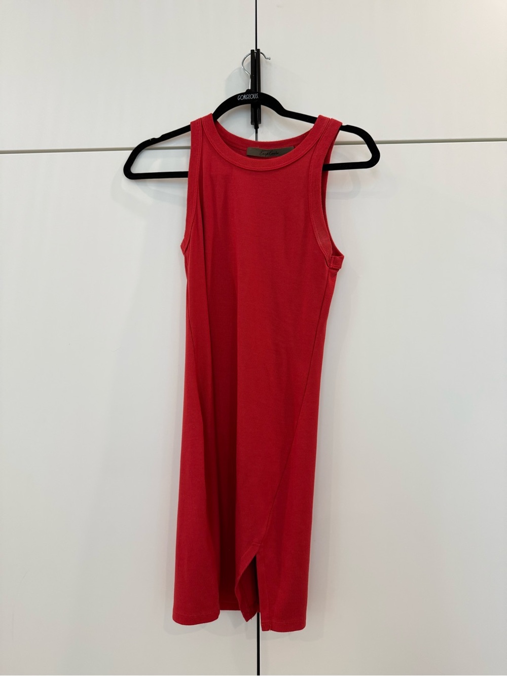Women's Red slit mini Sleeveless Tank Dress- Enza Costa